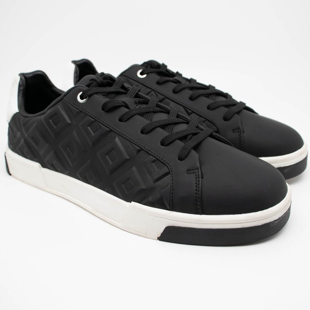 ZARA MAN Shoes Mens EU 43 Black Embossed Lace Up Sneaker